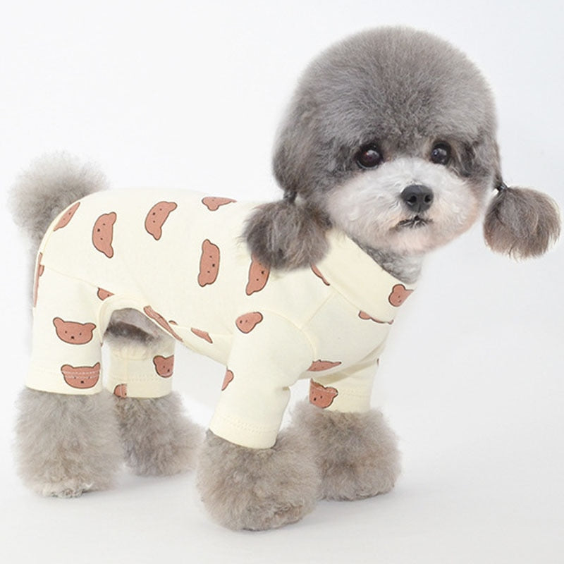 Cotton Pet Clothes Bear Pattern Dog Pajamas Jumpsuit 4 Legs Coat O-neck Tshirt Sweatshirt Pajamas Overalls Puppy Cat Tracksuits