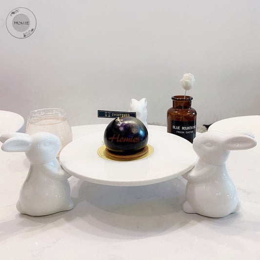 Ceramic rabbit Plate Chinaware Ceramic bunny dish dinner plates cake stand tableware porcelain tray Rabbit plate Easter gift