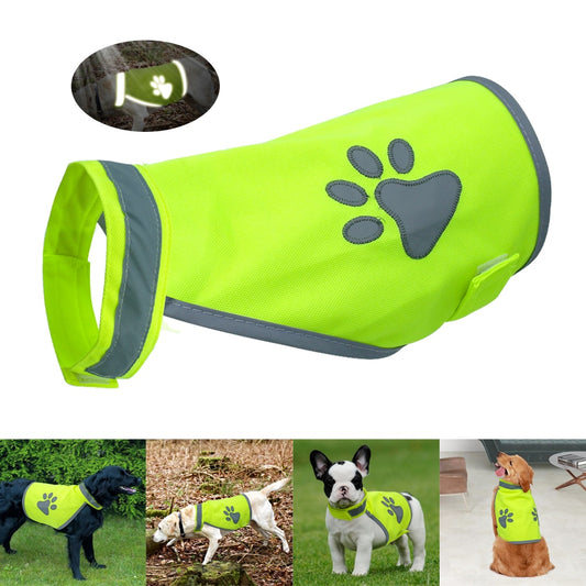 Reflective Super Visibility Dog Clothes Paw Print Dog Safety Vests Harness For Small Medium Large Dogs Outdoor Hiking Walking