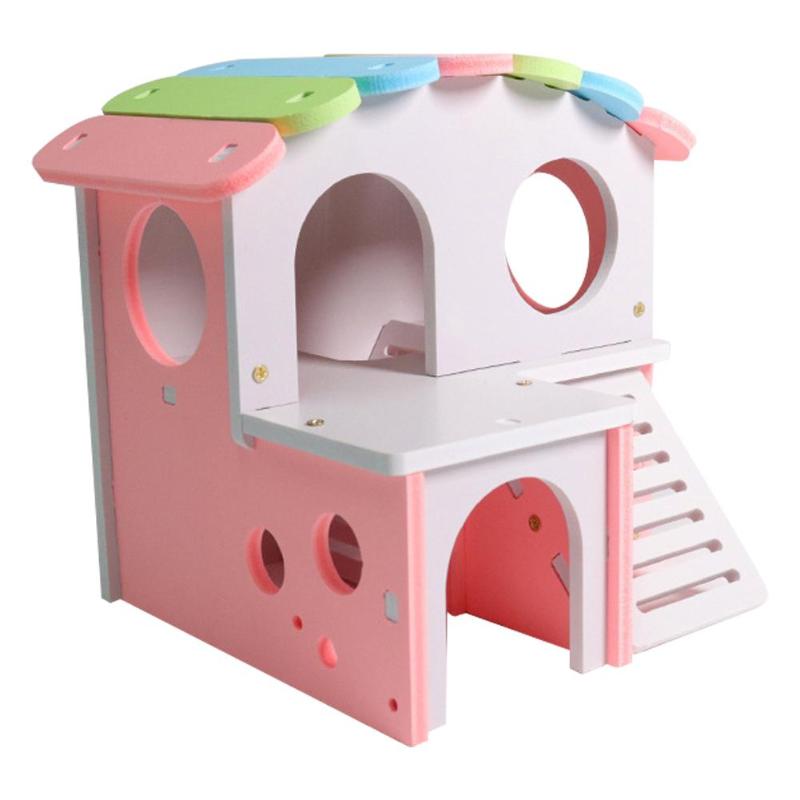 Cute Mini Small Animal Pet Hamster House Nest Rabbit Hedgehog Pet Sleeping Log Cabin Animal Sleeping House Supplies