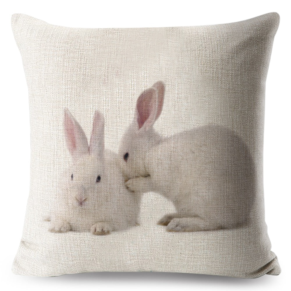 Lovely Bunny Cushion Cover Decor Cute Rabbit Pillowcase for Sofa Home Car Children Room Polyester Pillow Case 45 * 45 cm