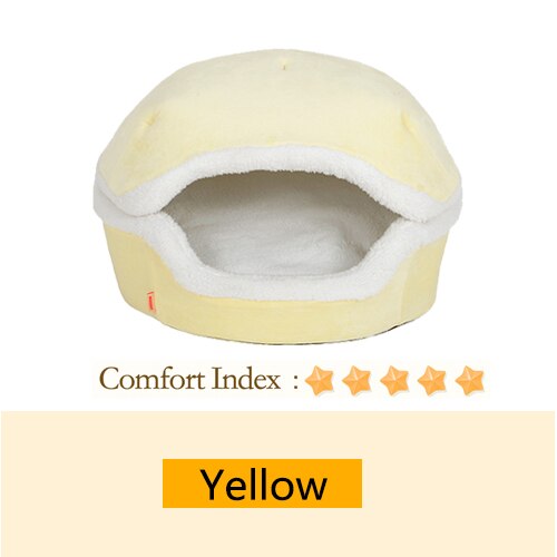 HOOPET Warm Cat Bed House Hamburger Bed Disassemblability Windproof Pet Puppy Nest Shell Hiding Burger Bun for Winter