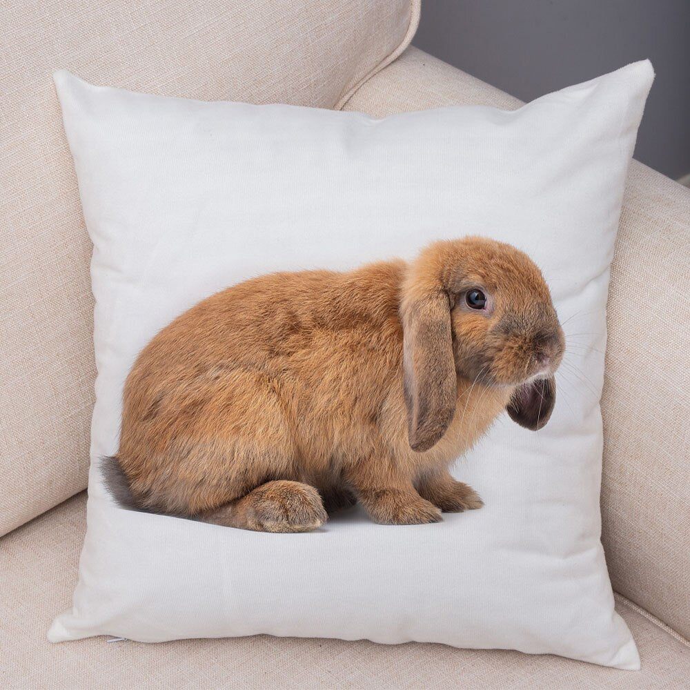 Lovely Rabbit Pillowcase for Home Sofa Children Room Decor Cute Pet Animal Print Cojines Cushion Cover Soft Plush Pillow Case