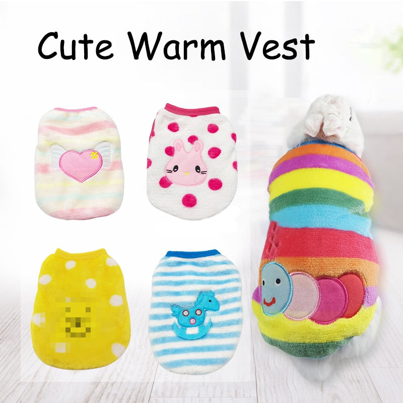 Rabbit Flannel Warm Vest Bunny Autumn And Winter Clothes Cute Little Pet Clothing For Small Dogs Coat Cat Outer Clothing Jacket