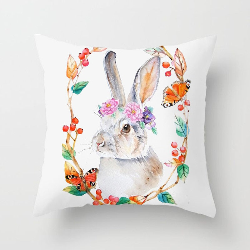 Happy Easter Pillowcase Easter Decorations For Home Party Sofa Pillow Case Rabbit Bunny Eggs Pillow Cover 45*45CM