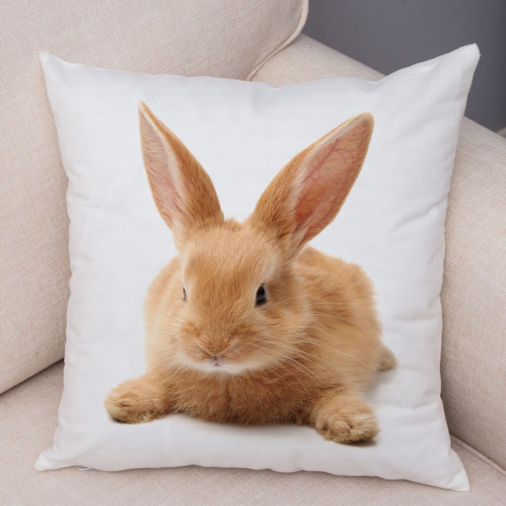 Lovely Rabbit Pillowcase for Home Sofa Children Room Decor Cute Pet Animal Print Cojines Cushion Cover Soft Plush Pillow Case