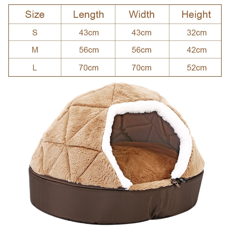 HOOPET Warm Cat Bed House  Bed for cat puppy Disassemblability Windproof Pet Puppy Nest Shell Hiding Burger Bun for Winter