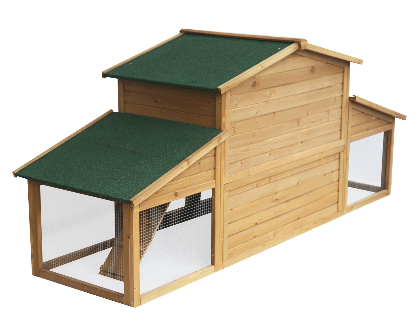 Rabbit Hutch 2 Tier Wood Large Chicken Coop Cage Small Animal Guinea Pigs Pet House Enclosure 230x74x99cm Waterproof 4 Doors