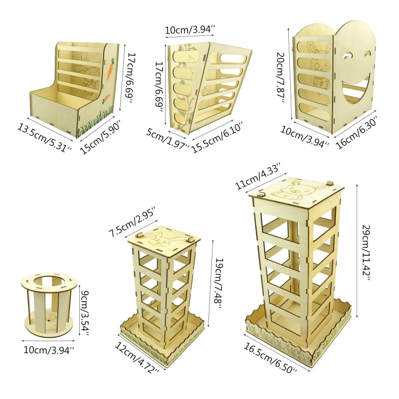 Wooden Hay Feeder for guinea pig Rabbit Feeder Hay Rack Manger for Cage Bunny Chinchilla Small Animal Feeding Bowls