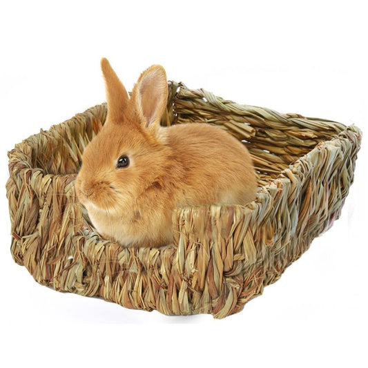 Handcraft Woven Grass Hamster Nest Rabbit House Cage Natural Grass Bed Nest for Guinea Pigs Chinchillas Small Pets Chew Toys