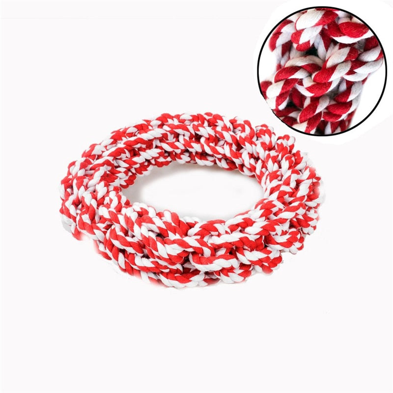 1PC Pet Toys Teeth Bite-Resistant Cotton Rope Rings Toys For Dog Medium Big and Large Dog Molar Toy Chew Toy