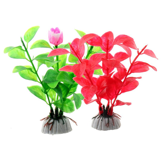 Aquarium Decoration Artificial Water Plants For Fish Tank Decor Plastic Red Purple Color Aquatic Simulation Hydroponic Plants