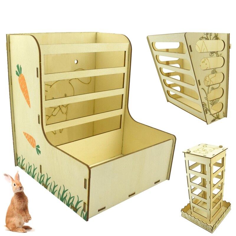 Wooden Hay Feeder for guinea pig Rabbit Feeder Hay Rack Manger for Cage Bunny Chinchilla Small Animal Feeding Bowls