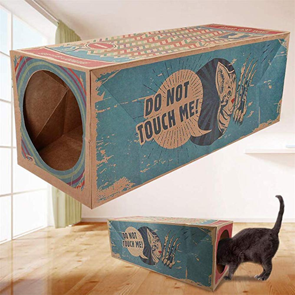 Funny Cat Tunnel Toy Foldable Holes Kitten Kraft Paper Tunnel Cave Hide and Seek Toys for Cats Pet Supplies Interactive Cat Toys