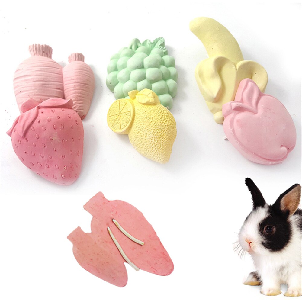 Mineral Block Pet Chew Toys Fruit Shape Hamster Parrot Calcium Teeth Grinding Stones For Bird Guinea Pig Parakeet Cockatiel