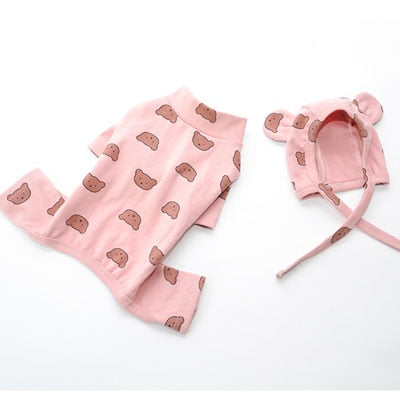 Cotton Pet Clothes Bear Pattern Dog Pajamas Jumpsuit 4 Legs Coat O-neck Tshirt Sweatshirt Pajamas Overalls Puppy Cat Tracksuits