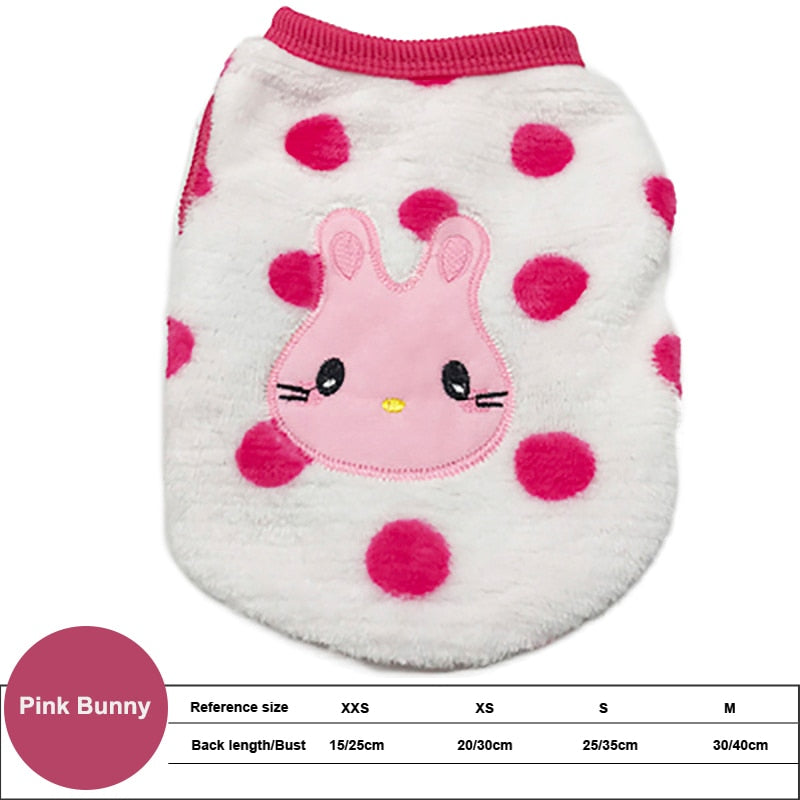 Rabbit Flannel Warm Vest Bunny Autumn And Winter Clothes Cute Little Pet Clothing For Small Dogs Coat Cat Outer Clothing Jacket