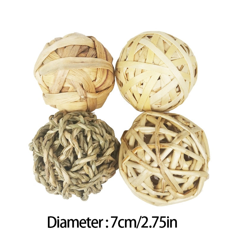 New 7CM Pet Chewing Toy Natural Rattan Ball Interactive Toys Rabbit Parrot Chew Toys for Cats Small Animal Play Pet Accessories