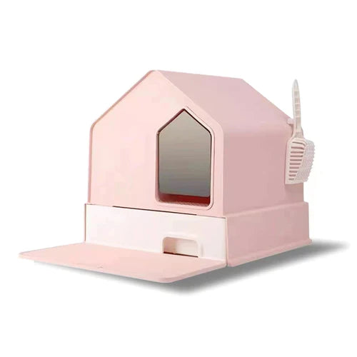 Petwiz Enclosed Cat Litter Box House – Pink