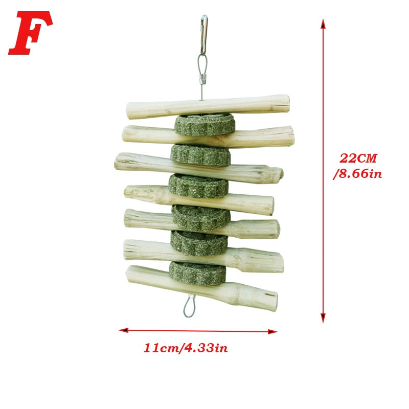 Pet Wooden Tooth Grinding Toys Hamster Rabbit Tree Branch Grass Ball Teeth Chewing Toys for Chinchilla Guinea pig Cage Accessory