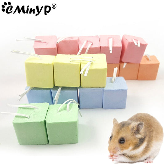 2/2.5/3cm Square Grinding Stone Rabbit Rat Hamster Guinea Teeth Chew Toys Cute Teeth Molar Stone Hang Small Pet Squirrel Toys