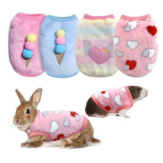 Warm Rabbit Clothes Soft Fleece Guinea Pig Vest Cute Small Pet Clothes Bunny Costume for Ferret Chihuahua Rabbit Accessories