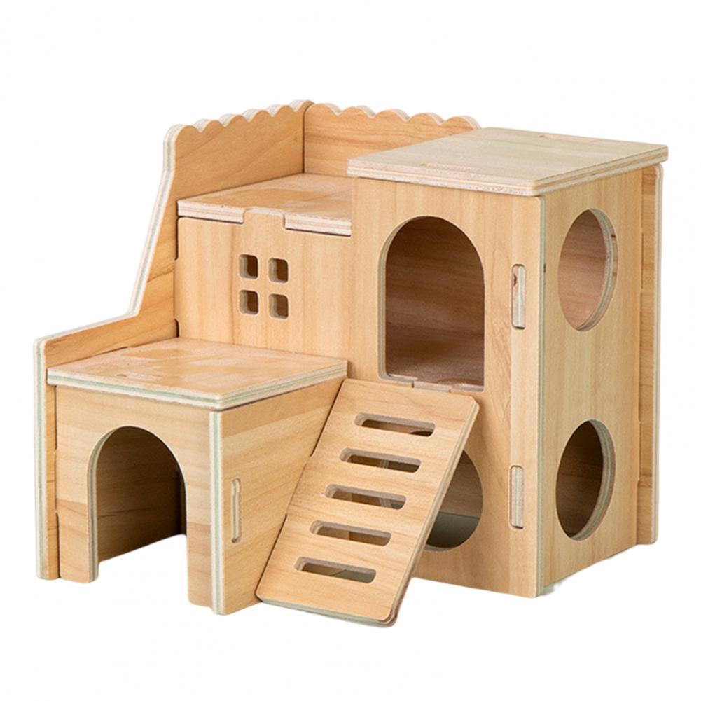 Sturdy Dwarf Hamsters House Harmless Pet Toy Solid Wood Hamster Funny Play House Toy