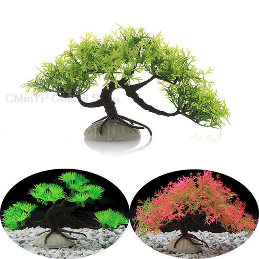 11.5cm Artificial Pine Fake Trees Plants Fish Tank Decorations Landscaping Ornaments Plastic Underwater Bonsai Aquarium Supplies