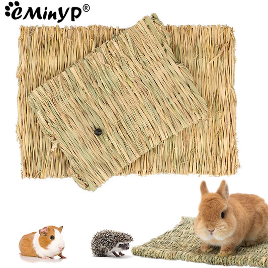 Rabbit Natural Grass Chew Mat Small Animals Hamster Guinea Pig Cage Edible Rabbits Mats for Cages Bird Nests Bunny House Pad