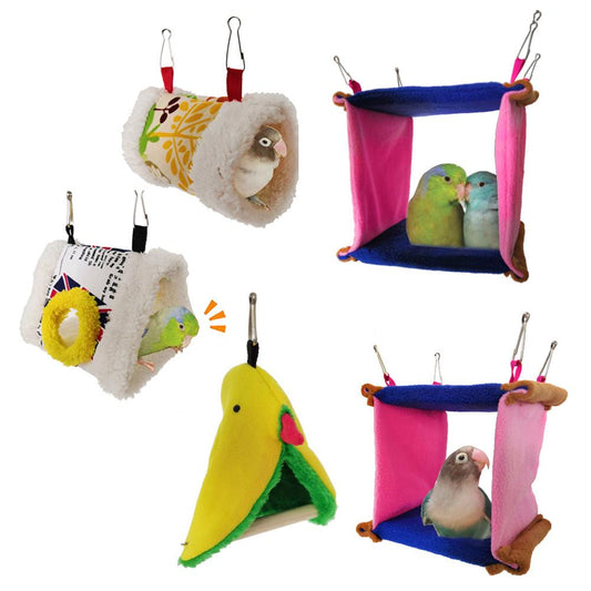 Parrot Hanging Plush Hammock Comfortable Breathable Thickened Warm Triangular Nest Tent Bird Supplies