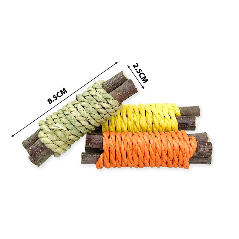 Rabbit Chew Toy Organic Natural Apple Wood Grass Pet Bunny Rabbit Toys For Chinchilla Guinea Pigs Hamster Utensils Accessories