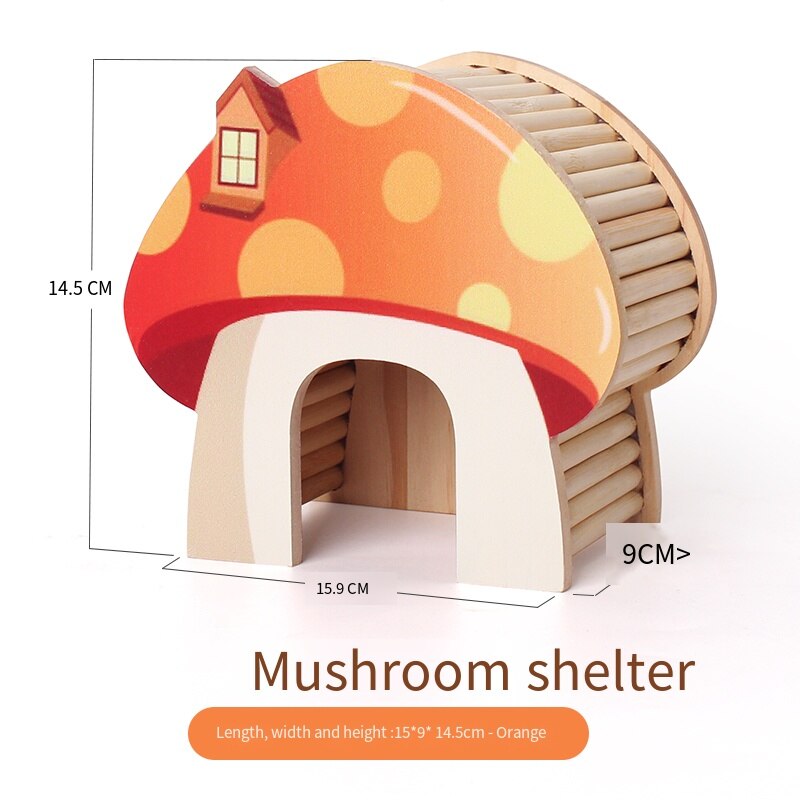 Colorful Cute Small Pet Wooden Shelter House Hamster Mushroom Sleeping House Rat Chinchillas Accessories