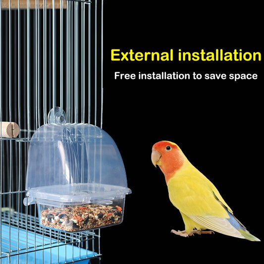 Transparent ABS Bird Feeder Cage Box Parrot Seed Feeding Box Hanging Food Container for Parakeet Pet Bird Supplies Accessories