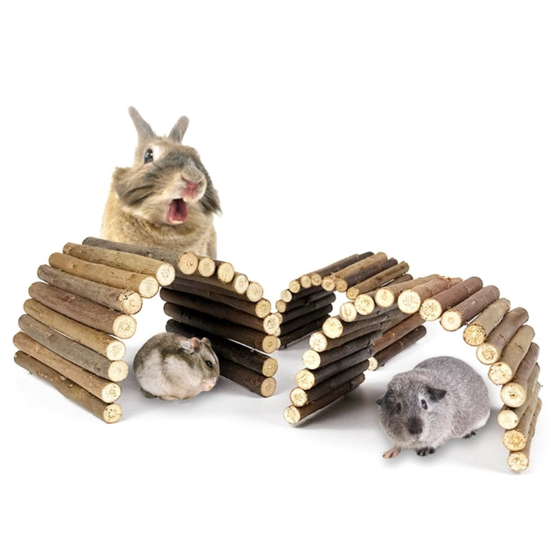 Hamster Wooden Swing Hideout Rat Bridge Teething Toys Rabbits Climbing Ladder Bridge Playing Toy