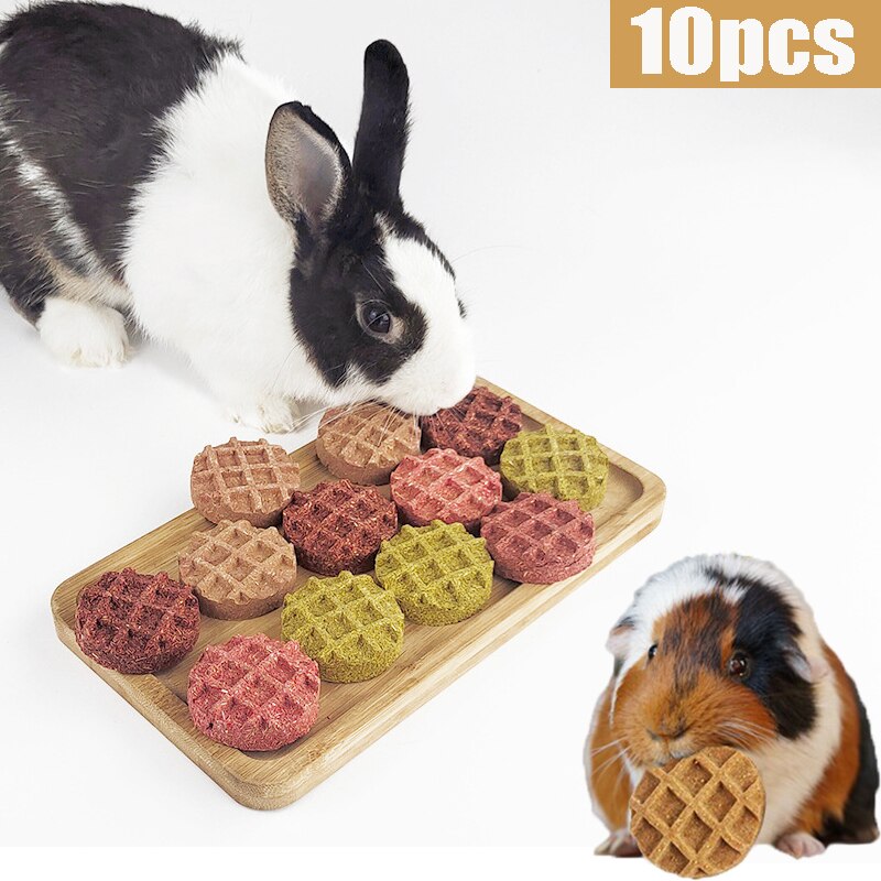 10PCS Rabbit Waffle Cracker Carrot Grass Molasses Cake Chew Grinding Toy Teeth Snacks Toys For Bunny Hamsters Chinchilla