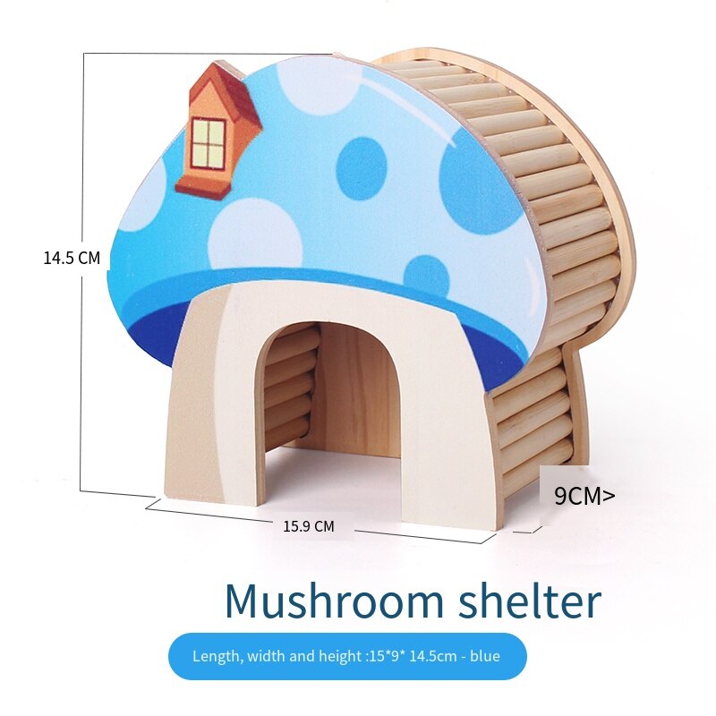 Colorful Cute Small Pet Wooden Shelter House Hamster Mushroom Sleeping House Rat Chinchillas Accessories