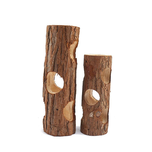 Hamster Natural Wooden Tunnels Tubes Bite-resistant Hideout Tunnel Molar Toy For Indoor Cats Dogs