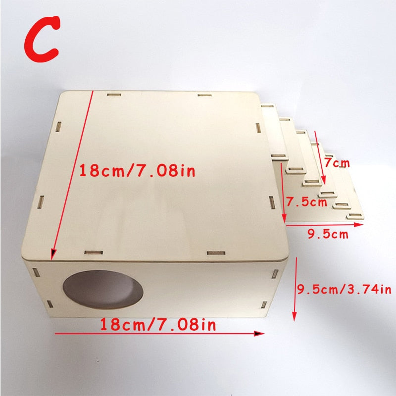 Hamster House Wooden Hideout Maze Small Animals Play Hut for Dwarf Hamster Sleep Hamster Accessories