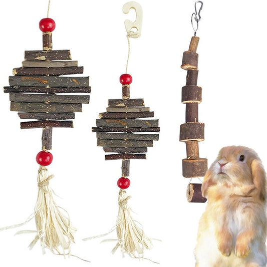 Natural Organic Apple Wood Chew Toy Rabbit Small Animal Tooth Snacks Pets Chew Toys Apple Branch Mmolar Cinnamon Strings