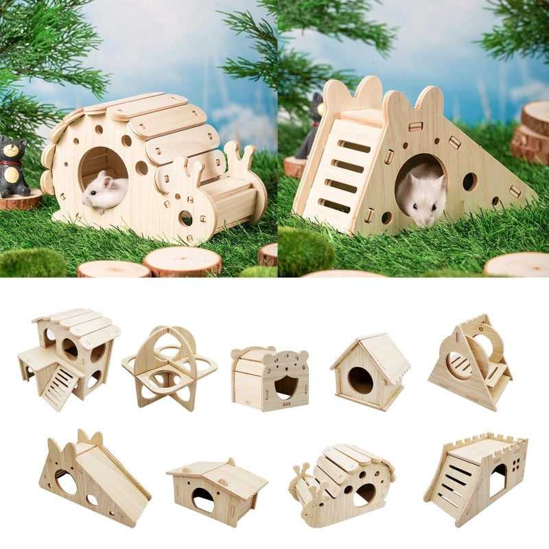 Hamster House Bottomless Design Small Pets Climbing Hideout Chew Toy for Syrian Hamster Easy to Assemble Habitat Decor