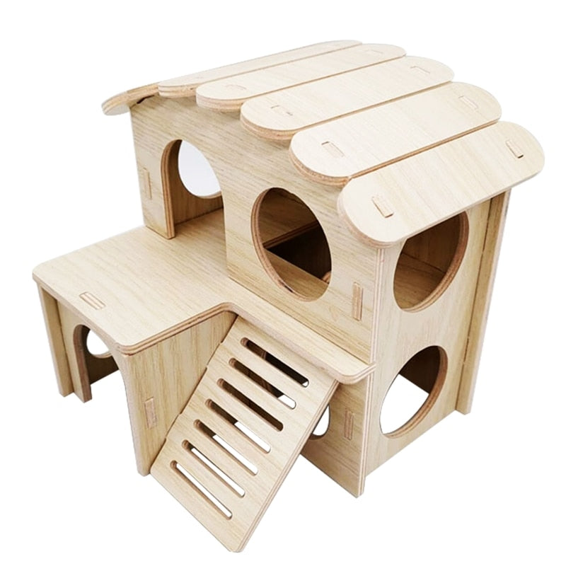 Hamster House Bottomless Design Small Pets Climbing Hideout Chew Toy for Syrian Hamster Easy to Assemble Habitat Decor