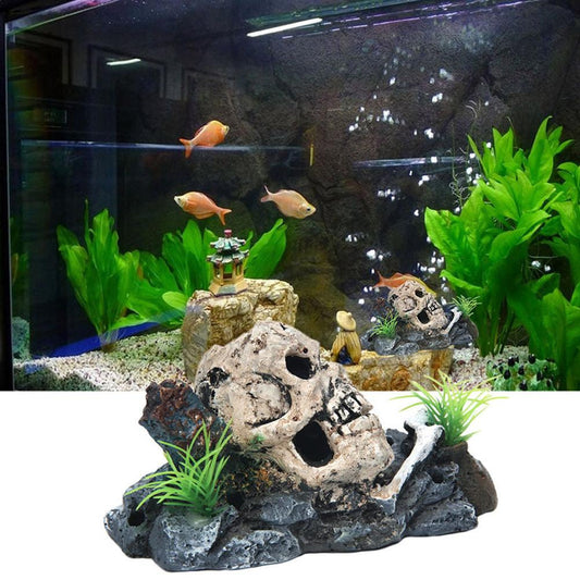 Aquarium Ornament Skeleton Skull Reptile Box Landscaping Hideaway House Cave Fish Tank Aquarium Decoration