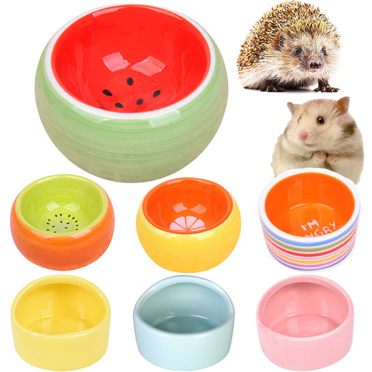 Hamster Bowl Food Dish Ceramic Small Animal Water Food Feeding Bowl for Gerbil Chinchilla Rat Ferret Hedgehog Ceramic Hideout