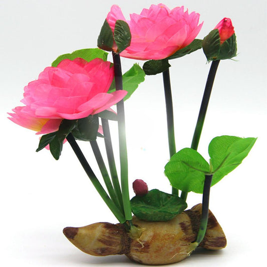 Artificial Lotus Flower Ornament Faux Resin Flower Arrangement For Fish Tank Landscaping Decoration