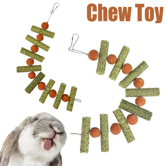 1pc Pet Wooden Tooth Grinding Toys Rabbit Timothy Grass Stick with Carrot Ball Molars Healthy Toy for Bunny Hamsters Chinchilla