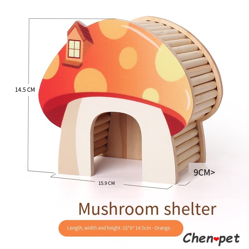 Colorful Cute Small Pet Wooden Shelter House Hamster Mushroom Sleeping House Rat Chinchillas Accessories