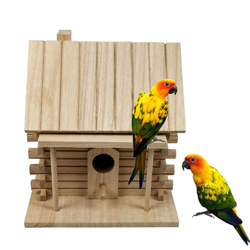 Wooden Bird House Warm Bird Breeding Box Outdoor Nest Hut Pet Toy C6UE