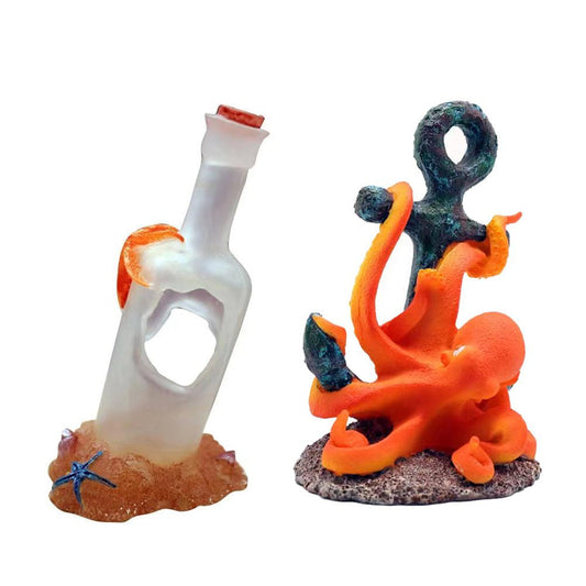 Artificial Resin Ornaments Wine Bottle Octopus Shape For Fish Tank Aquarium Landscaping Decoration