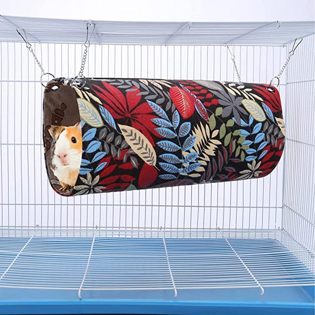 Pet Hanging Tunnel Cool Mat For Small Animals Cool Rainforest Pattern Sugar Glider Hammock Cage Accessories