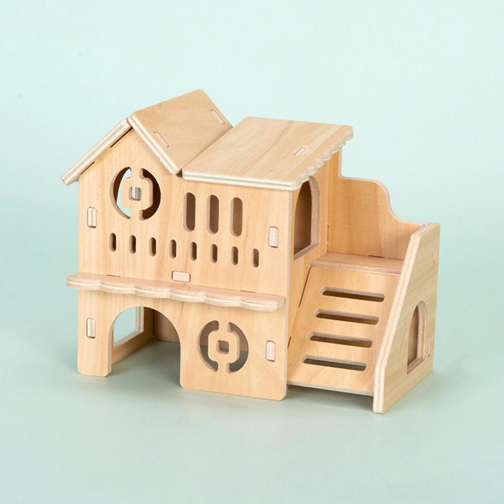 Sturdy Dwarf Hamsters House Harmless Pet Toy Solid Wood Hamster Funny Play House Toy